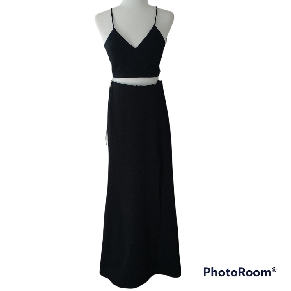 NEW B. Darlin Black 2 Piece Prom Formal Gown Razorback Evening Sz 3/4 - Picture 2 of 11